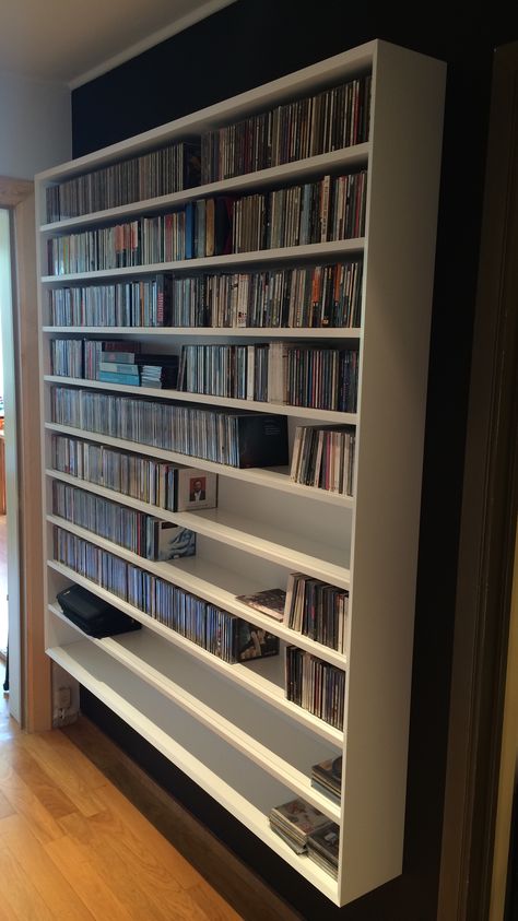 Diy Dvd Shelves, Diy Dvd, Cd Organization, Cassette Storage, Cd Shelves, Dvd Shelves, Cd Rack, Physical Media, Vinyl Room