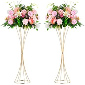 NUPTIO 2 Pcs 77.5cm Height Wedding Centerpieces Vase for Tables, Metal Trumpet Vase, Road Lead for Wedding Party Dinner Centerpiece Event for Anniversary Ceremony Birthday Event Aisle Home Decoration : Amazon.co.uk: Home & Kitchen Tall Gold Vases, Gold Wedding Centerpieces, Table Centerpiece Flower, Dinner Centerpieces, Wedding Vase Centerpieces, Table Flower Arrangements, Gold Centerpieces, Gold Vase, Gold Wedding Decorations