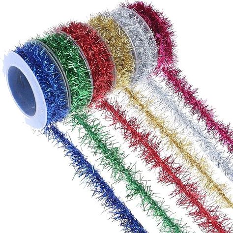 Amazon.com: Eshylala 6 Rolls Mini Tinsel Garland Christmas Tree Decorations Glitter Ribbon Assorted Garland Mini Metallic Garland for Wedding Birthday Party Supplies : Home & Kitchen Tinsel Garland Christmas Tree, Garland Christmas Tree, Diy Tree Decor, Fall Party Themes, Tinsel Christmas Tree, Boda Diy, Christmas Tinsel, Diy Party Supplies, Tinsel Garland