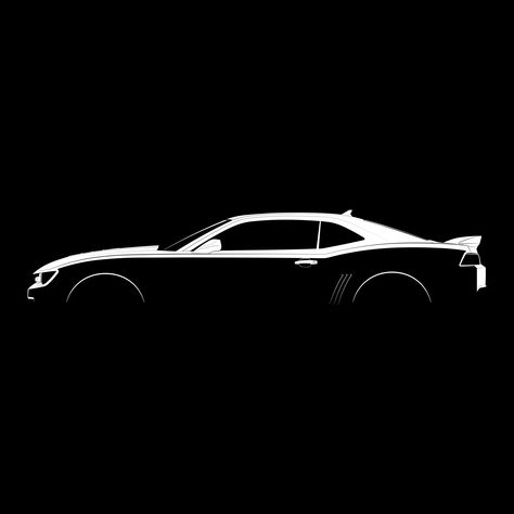 Black And White Silhouette, Door Mirrors, Car Silhouette, Car Icons, Camaro Rs, Car Artwork, Camaro Zl1, Car Exterior, Car Posters