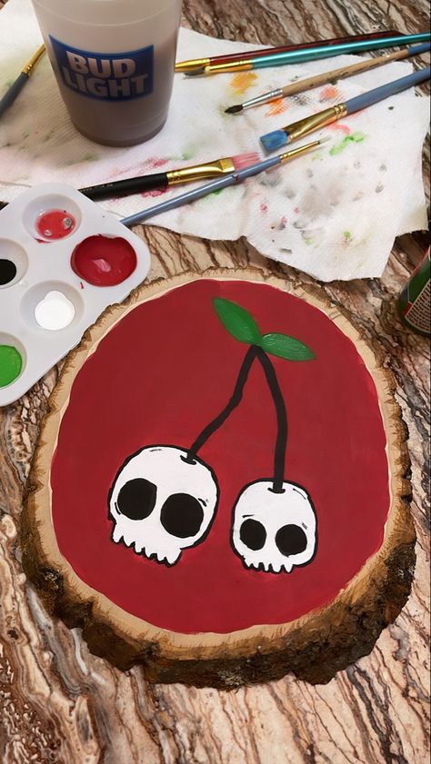 Easy Creepy Painting Ideas, Halloween Easy Canvas Painting Ideas, Skull Canvas Art, Halloween Painting Ideas For Beginners, Spooky Season Art Ideas, Cute Skull Painting, Simple Skull Painting, Halloween Theme Painting Ideas, Easy Creepy Paintings