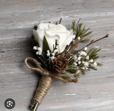 Winter Corsage, Christmas Boutonniere, Ivory Corsage, Winter Boutonniere, Boutineer Wedding, Evergreen Wedding, Winter Bridal Bouquets, Winter Wedding Favors, Wedding Corsage