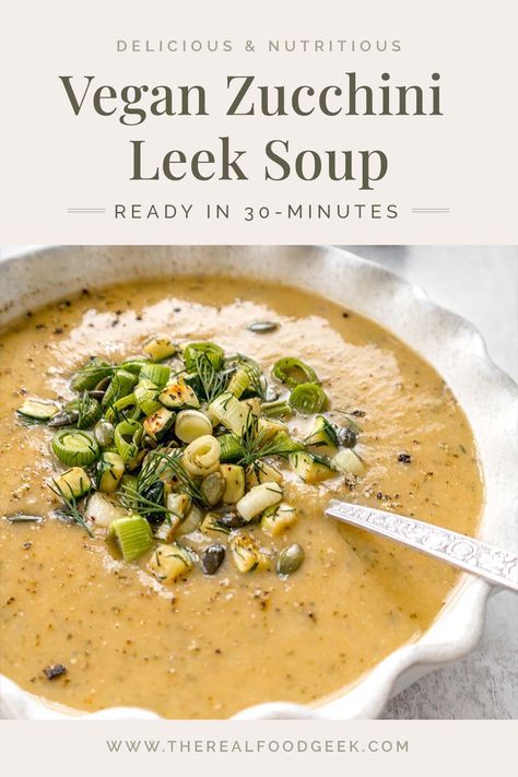 Who knew that a handful of leftover veggies could be turned into such an amazing meal? This Zucchini and Leek Soup recipe breaks the myth that simplicity brings blandness. Get your taste buds ready for a flavor-packed dish that’s both nutritious and delicious. Follow along for more healthy recipes! Soup Recipe Vegan, Vegan Entree Recipes, Cold Soup Recipes, Leftover Veggies, Leeks Soup Recipes, Vegan Stew, Healthy Soups, Vegan Entree, Vegan Zucchini