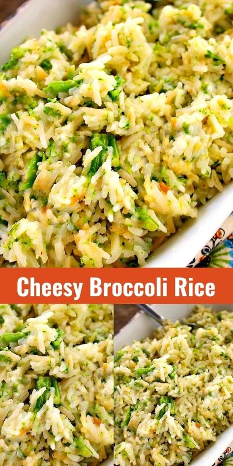 Cheesy Broccoli Rice - A fantastic versatile side dish loaded with cheesy broccoli and rice. Use the cheese and vegetable your family loves. Cheesy Broccoli Rice Casserole, Cheesy Broccoli Rice, Broccoli And Rice, Rice Side Dish Recipes, Halloween Food Appetizers, Broccoli Rice Casserole, Cheesy Broccoli, Rice Side, Rice Recipes For Dinner