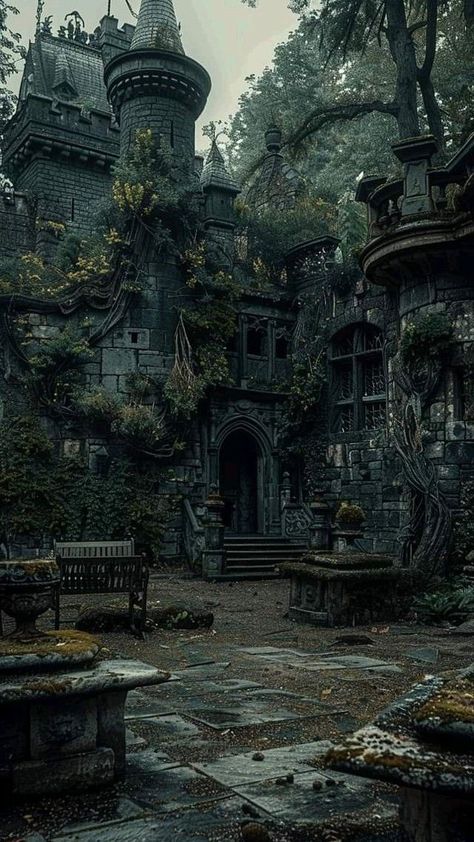 Castle In The Forest Aesthetic, Gothic Mansion Art, Gothic Architecture Concept Art, Gothic Medieval Aesthetic, Abandoned Castle Aesthetic, Castle Ruins Aesthetic, Dark Gothic Castle, Dark Castle Aesthetic, Gothic Castle Aesthetic