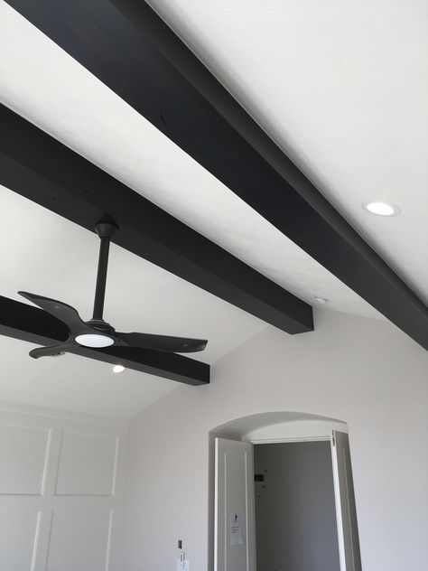 Painted Beams Ceiling, Black Ceiling Beams, Black Beams, Beams Ceiling, Painted Beams, Kensington House, Beamed Ceilings, House Vibes, House Fashion