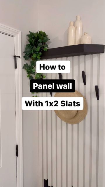 Shobhit Gupta on Instagram: "Winter is here….Quick transformation of a entryway with slat panels 👏🏻👏🏻 I have added hooks for coats/hats/umbrella for guests and floating shelf for decorations 😃😃 #diy #diyhomedecor #diyprojects #woodslife #woodslat #entryway #entrywaydecor #foyerdecor #foyerdesign #yourdiybuddy #homedecor #homedesign #decor" Hooks On Wall Entryway Small Spaces, Horizontal Wood Slat Wall Entryway, Entryway Slat Wall Ideas, Slat Wall With Hooks, Slat Wall Entryway, Wood Slat Wall Entryway, Diy Coat Hooks, Hooks For Coats, Diy Hooks