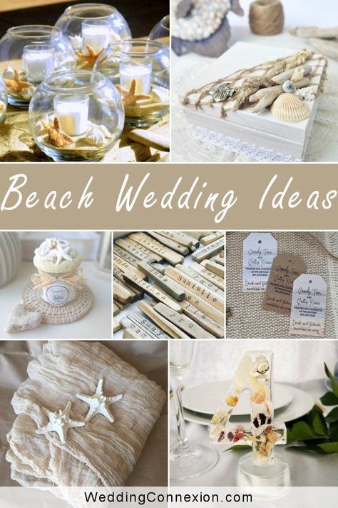 Beach Wedding Entrance Decorations, Wedding Ideas For Beach Weddings, Centerpiece For Beach Wedding, Beach Theme Rehearsal Dinner Decorations, Wedding Decor Beach Theme, Beach Themed Reception, Elegant Beach Theme Party For Adults, Spring Beach Wedding Ideas, Shell Centerpiece Ideas