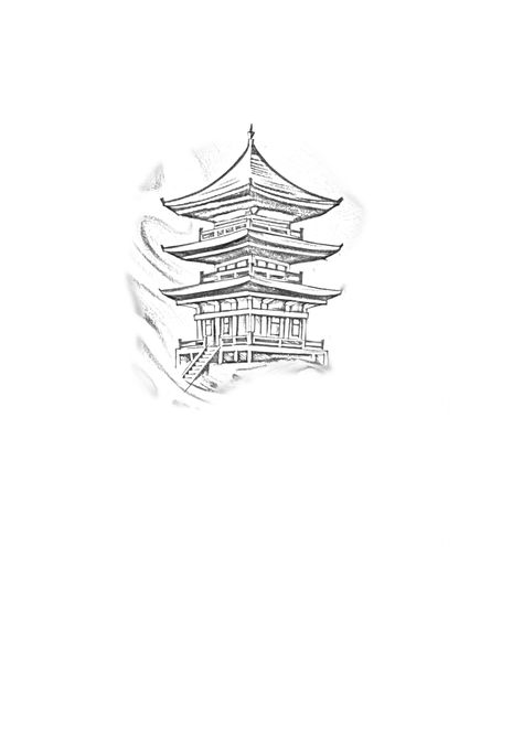 Japan Tattoo Ideas, Pagoda Tattoo, Hong Kong Tattoo, Building Tattoo, Max Tattoo, Mini Sketch, Leg Tats, Temple Tattoo, Bee Tattoos