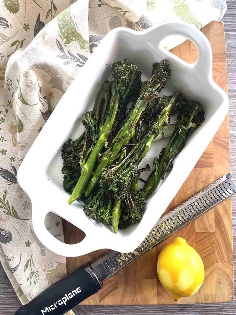 Roasted Long Stem Broccoli (Tenderstem) - Great British Recipes Long Stem Broccoli, Roasting Broccoli In Oven, Tenderstem Broccoli Recipe, Vegetable Dishes Recipes, Tenderstem Broccoli, British Recipes, Broccoli Stems, Xmas Dinner, Roasted Broccoli