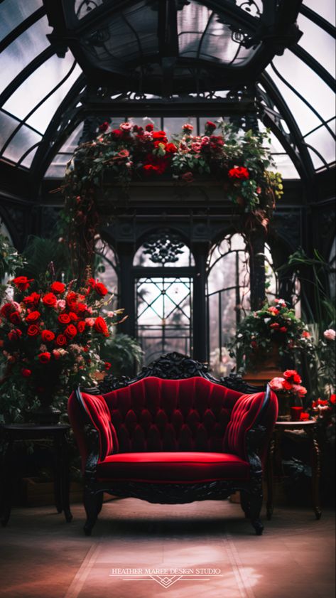 Bright Gothic Interior, Moody Red Wedding, French Gothic Decor, Goth Romance Aesthetic, Romantic Gothic Aesthetic, Gothic Romance Wedding, Romantic Gothic Home Decor, Gothic Romance Aesthetic, Vintage Gothic Home Decor