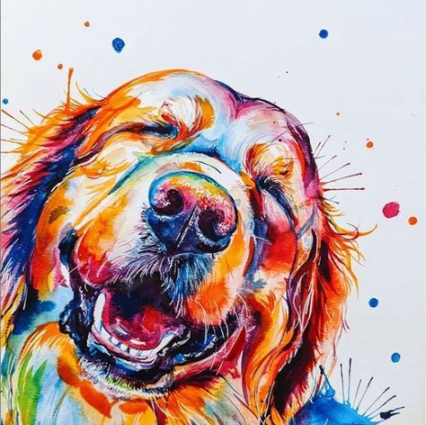 This face will never not bring joy!! Double negatives are cool now guys 😆 . . . . . #petportraitsofinstagram #petportraitartist #dogartist #dogpainting #animalartists Tatoo Dog, Dog Pop Art, A Golden Retriever, Watercolor Dog, Colorful Animals, Arte Animal, Dog Drawing, Retriever Dog, Dog Paintings