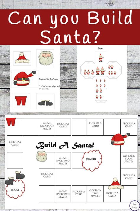 Christmas Board Games For Kids, Christmas Fun Games For Kids, Christmas Board Games Printable, Christmas Board Games Diy, Diy Christmas Games For Kids, Diy Christmas Games, Build A Santa, Diy Board Games, Christmas Board Game