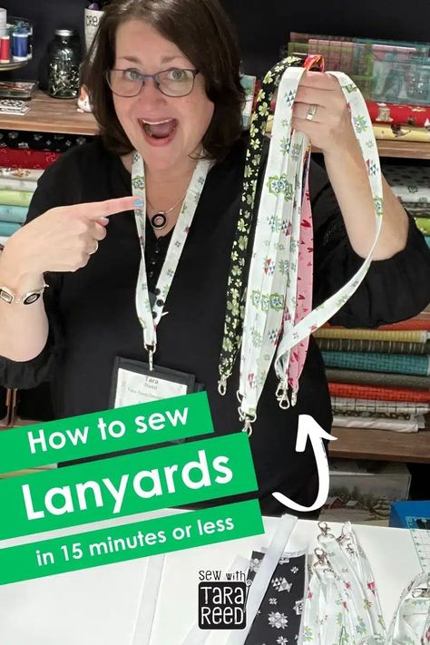 Learn how to make a fabric lanyard in no time! Video and written tutorials - great for keys, teacher appreciation gifts, id holders and more. DIY lanyards are easy things to sew and sell, fabric scrap projects and so useful! Homemade Lanyards Diy, Teacher Gifts To Make And Sell, Fabric Lanyard Diy, Sewing Projects For Classroom, Diy Fabric Lanyard, No Sew Projects With Fabric, How To Sew A Lanyard, Quarter Fabric Projects, Craft Fair Sewing Ideas To Sell