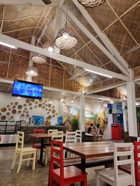 Using native products like banig and nito Carinderia Design, Native Products, Filipino Restaurant, Cozy Interior Design, Cozy Interior, Restaurant Interior, Philippines, Restaurant, Interior Design