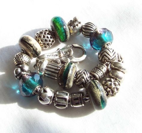 Bohemian Rondelle Hand-strung Beads, Earth Bracelet, Classic Hallmarked Sterling Silver Bracelet, Collectible, Trollbeads Bracelet Ideas, Trollbeads Bracelet, Inspirational Bracelets, Lampwork Focal Bead, Small Charms, Original Jewelry