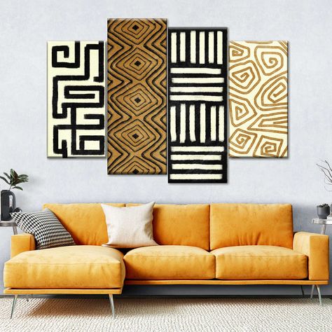 Shop for Abstract African Patterns Wall Art. This ready to hang Abstract African Patterns Painting artwork is currently on a 60% off sale - Learn More African Decor Living Room, Afrocentric Decor, African Interior Design, African Inspired Decor, African Interior, African Wall Art, Home Decor Aesthetic, Home Design Inspiration, Aesthetic Home Decor