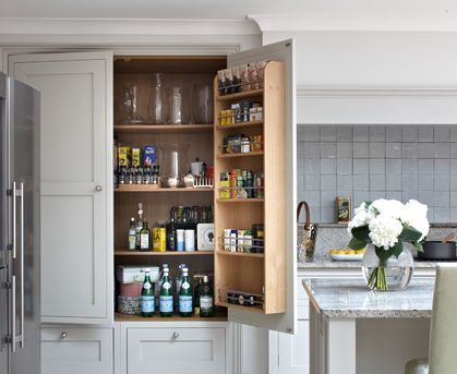 These are the best examples of kitchen s featuring pantry (s) in the cabinet (s). They're SO well done! | Design -er: Brayer Design Stand Alone Kitchen Pantry, No Pantry Solutions, Built In Pantry, Kitchen Transitional, Fancy Kitchens, Kitchen Pantry Storage, London Kitchen, Kitchen Pantry Design, Kitchen Pantry Cabinets