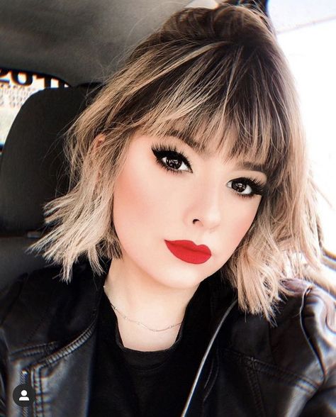 Short Bob With Bangs Balayage, Balayage Bob With Bangs, Shoet Hair, Bangs And Balayage, Ombre Bob Hair, Cool Brown Hair, Blonde Highlights On Dark Hair, Short Hair Highlights, Going Blonde