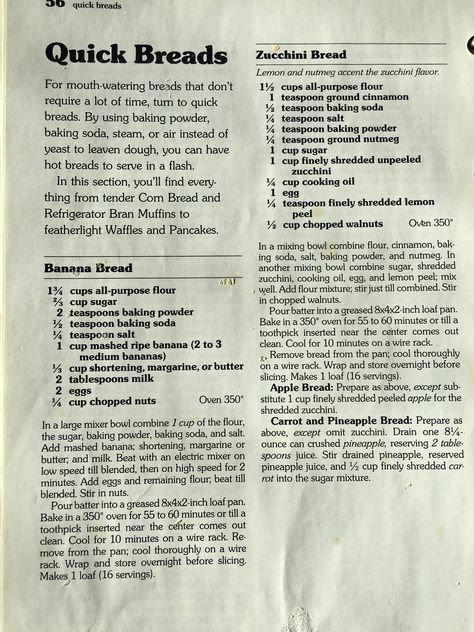 Better Homes And Gardens Cookbook (1989) - Banana Bread  My favourite banana bread recipe ... still ... Better Homes And Gardens Cookbook, Hot Bread, Muffin Bread, Zucchini Bread Recipes, Best Banana Bread, Banana Nut Bread, Banana Bread Recipe, Bread Recipes Sweet, Better Homes And Garden