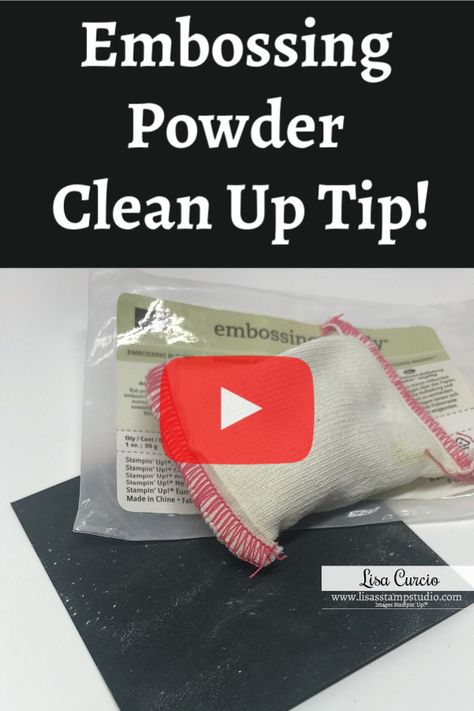 I've got the best embossing powder clean up tip for you in today's quick tip video. Whether using embossing powder, or the Embossing Buddy (which is an anti static bag), you'll find this tip both easy and fast! And, more than likely, you have the clean up tip item close at hand. #papercrafting #papercraftingtip #cardmaking #cardmakingtips #lisasstampstudio #lisacurcio Cardmaking Techniques, Embossing Techniques, Card Making Tips, Card Techniques, Embossing Powder, Embossed Cards, Card Making Tutorials, Stamping Techniques, Card Making Techniques