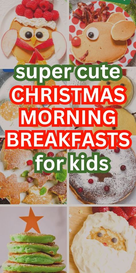 Party Breakfast Food, Breakfast Pancakes Ideas, Christmas Party Breakfast, North Pole Breakfast Ideas, Fun Kid Breakfast, Pancakes Ideas, Pancakes Kids, Holiday Pancakes, Christmas Morning Breakfast Casserole