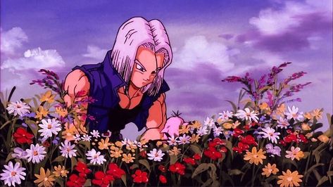 Flower Field Anime, Dbz Trunks, Trunks Dragon Ball, Trunks Dbz, Ball Flowers, Goten Y Trunks, Dbz Wallpapers, Instagram Movie, Ball Aesthetic