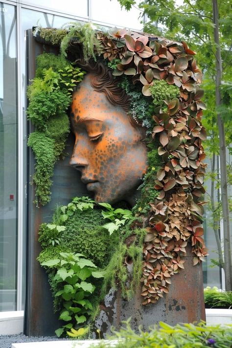 Vertical Garden Design Outdoors, Living Walls Outdoor, Growing Wall, Garden Fence Art, Garden Wall Designs, Wall Design Ideas, Vertical Garden Design, Garden Mural, Vertical Garden Wall