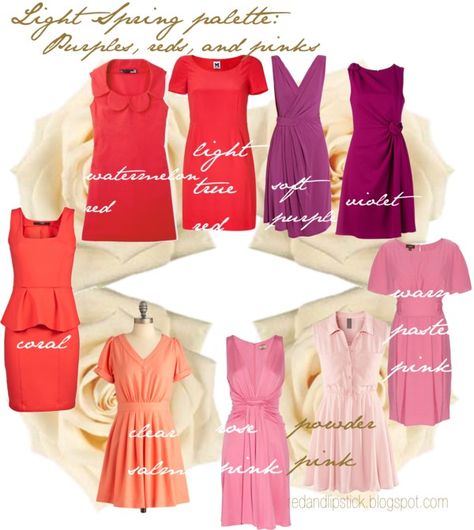 Light Spring palette 2 Light Spring Fall Outfits, Light Spring Palette, Light Spring Color Palette, Coral Outfit, Light Spring Colors, Missoni Dresses, Colour Analysis, Spring Red, Spring Palette