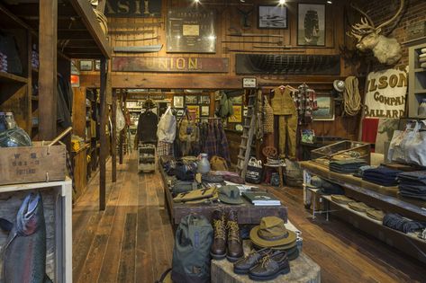 FILSON OPENS NEW NEIGHBORHOOD CONCEPT SHOP IN SEATTLE Curated Spaces, Teddy Bear Brown, Moody Decor, Bear Brown, Concept Shop, Blue Room, Todd Snyder, Rockefeller Center, Thrift Shop