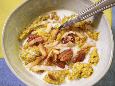 Sunny's Baked Turmeric Oatmeal Sunny Anderson Baked Oatmeal, Sunny’s Baked Tumeric Oatmeal, The Kitchen Food Network Recipes Sunny Anderson, Turmeric Oatmeal, Pickled Strawberries, Amish Baked Oatmeal, Katie Lee Biegel, Jeff Mauro, Salad With Grilled Chicken