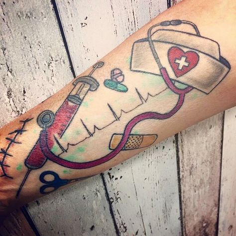 Tattoos Registered Nurse Tattoo, Nurse Tattoo Ideas, Medical Tattoo, Nurse Tattoo, Web Tattoo, Back Of Shoulder Tattoo, Shoulder Tattoos For Women, Women Nurse, Symbol Tattoos