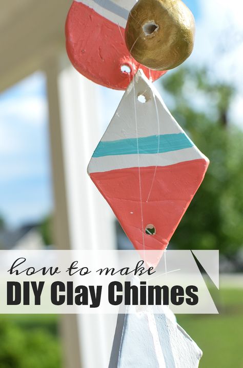 How to Make DIY Clay Chimes from air drying clay.  These make such a fun, colorful addition to the porch! Clay Chimes, Windchimes Diy, Make Wind Chimes, Air Drying Clay, Rainy Day Crafts, Diy Wind Chimes, Clay Crafts Air Dry, Animal Crafts For Kids, Classroom Crafts