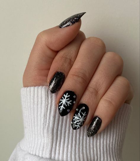 Nails Inspired, Wednesday Addams, Black Nails, Christmas Nails, Nails, Christmas