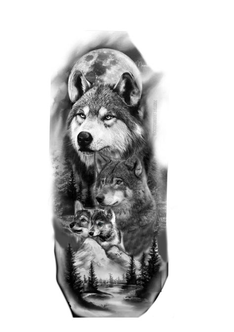 Wolf Cub Tattoo Design, Wolf Mom Tattoo, Wolf And Cub Tattoo Design, Adoption Tattoo, Wolf Tattoo Forearm, Rip Tattoos For Mom, Rottweiler Tattoo, Family Tattoos For Men, Left Arm Tattoos