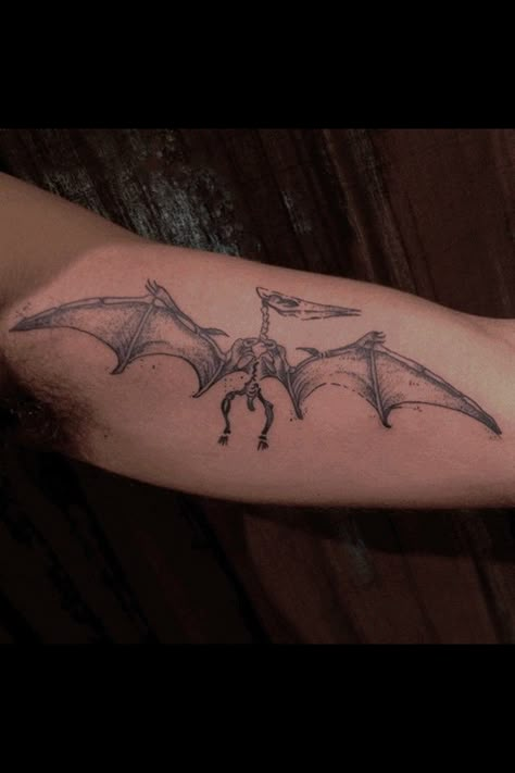 Dotwork pterodactyl tattoo Pterodactyl Tattoo, Upper Back Tattoos, Bestie Tattoo, Dinosaur Tattoos, Epic Tattoo, Dainty Tattoos, Baby Tattoos, Time Tattoos, Nature Tattoos