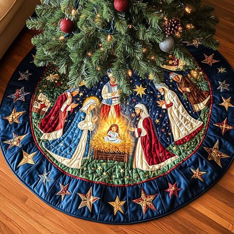 Handmade Tree Skirt, Quilt Tree Skirt, Donkey And Dragon, Quilted Tree Skirt, Quilts Christmas, Quilt Pillow Case, Peace Christmas, Cat Farm, Corgi Dachshund