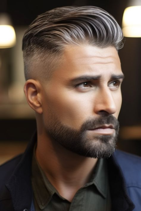 With swept-back hair with a gentle fade, elegance is key. The longer hair on top is brushed back to create a sleek look. Click here to check out more stunning short sides, long top haircuts for men you’ll want to try. Mens Hairstyles Short Sides, Haircut Tutorial Step By Step, Bob Haircut Tutorial, Short Sides Long Top, Side Haircut, Crew Cut Haircut, Top Haircuts For Men, Top Hairstyles For Men, Swept Back Hair