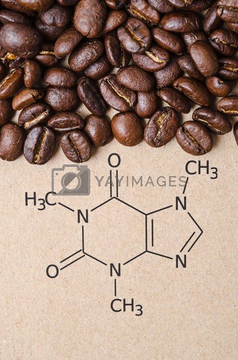 Caffeine Molecule, Roasted Coffee Beans, Chemical Formula, Roasted Coffee, Central Nervous System, Coffee Roasting, Coffee Beans, Vector Design, Illustrations