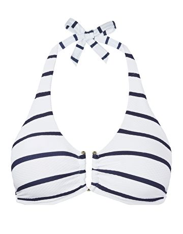 Heidi Klein Nautical Textured D-G U Bar Top - Stripe Bar Hardware, Dd Swimwear, Halterneck Top, Bar Top, Halter Neck Top, Nautical Fashion, Swimwear Sale, Cup Size, Neck Strap