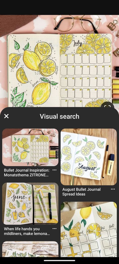 Lemon Bullet Journal, Bullet Journal August, Planner Setup, Bullet Journal Inspiration, Journal Inspiration, Lemon, Dots, Bullet Journal