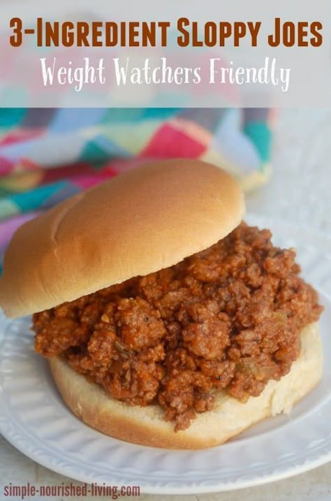 Easy Three-Ingredient Sloppy Joes for Weight Watchers: Just 7 Points Plus Value Low Cal Sloppy Joes, Ww Sloppy Joes, Easy Healthy Lunches Low Calorie, Weight Watcher Easy Meals, Ww Dinner Recipes Easy With Points, Simple Weight Watchers Recipes, Ww Dinner Recipes Easy, Ww Dinner Recipes For Family, Weight Watchers Lunch Ideas For Work