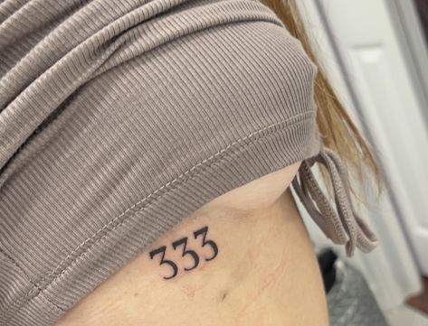 333 Tattoo Placement, 333 Tattoos, 333 Tattoo Ideas, 333 Tattoo, Twin Tattoos, Number Tattoos, Neck Tattoos Women, Stylist Tattoos, Small Hand Tattoos