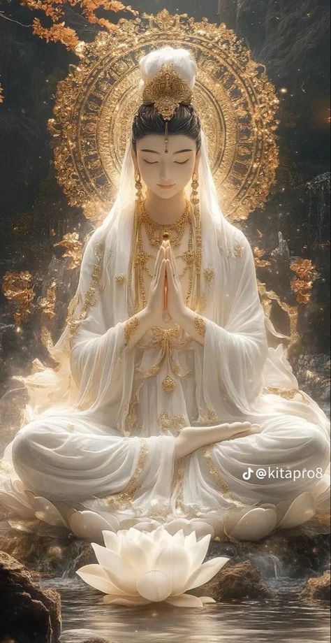 Kwan Yin Art, Devine Goddess, Guanyin Goddesses, Buddhism Wallpaper, Indian Culture And Tradition, Chinese Buddha, Buddhist Art Drawing, Buddha Tattoos, Buddha Artwork