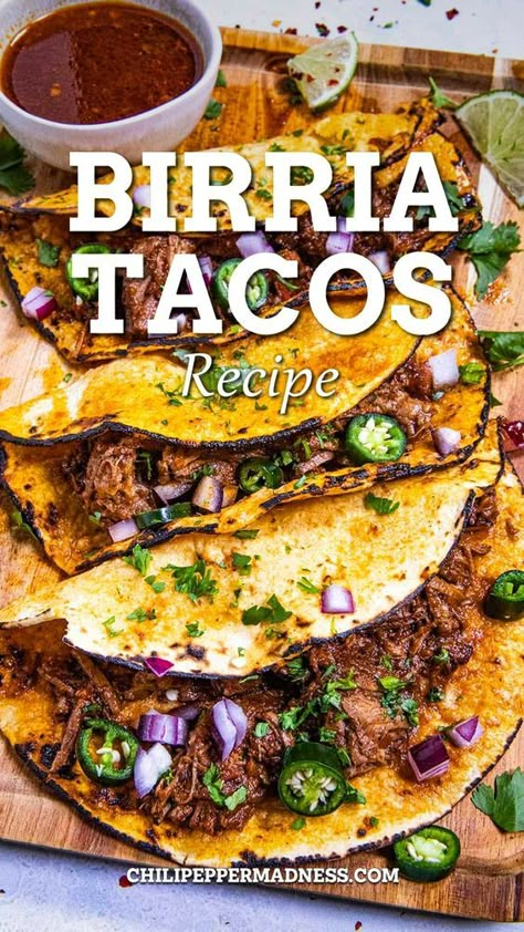 Mexican Birra, Mexican Birria Recipe, Mexican Pulled Pork Tacos, Birria Tacos Recipe, Beef Birria Recipe, Barbacoa Recipe, Birria Tacos, Fried Tortillas, Shredded Beef