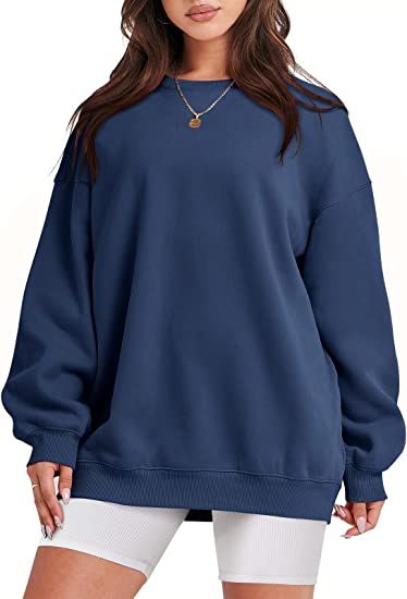 ANRABESS Womens Pullover Sweatshirts Crewneck Long Sleeve Casual Comfy Hoodie Fall Lightweight Y2K Sweatshirt 1019zanglan-S Navy Blue at Amazon Women’s Clothing store Dropped Shoulder Sweatshirt, Fashion Hoodies, Y2k Clothing, Winter Sweatshirt, Round Neck Sweaters, Solid Clothes, Fall Fashion Outfits, Casual Fall Outfits, Solid Tops