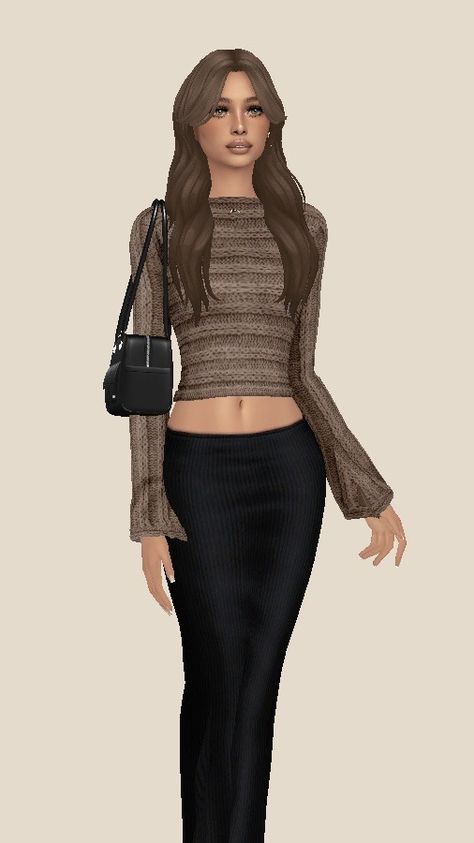 outfit details: top | skirt | purse credit to the cc creators <3 @tauvesims @sentate @seoulsoul-sims pinterest | patreon Sims 4 Female Cc, Fashion Magazine Aesthetic, Magazine Aesthetic, Different Body Sizes, Sims 4 Dresses, Sims4 Clothes, Female Clothes, Sims 4 Mods Clothes, Sims 4 Clothing