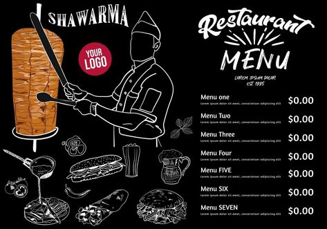 Doner Kebab Menu Design, Shawarma Menu Design, Shawerma Logo Design, Kebab Shop Design, Shawarma Restaurant Design, Shawarma Shop Design, Kebab Restaurant Design, Winx Mood, Shawarma Restaurant