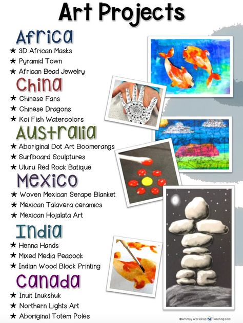 Art Around The World, Classe D'art, Easy Lessons, Art Curriculum, Homeschool Art, Art Lessons Elementary, Middle School Art, World Crafts, Art Lesson Plans