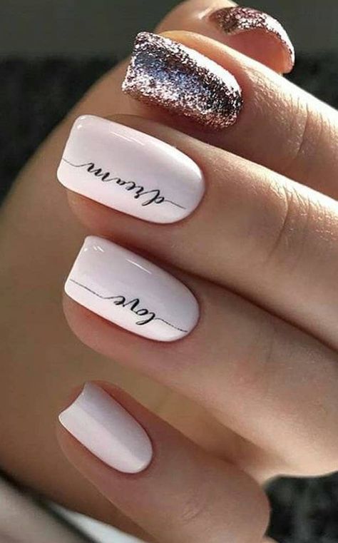 Glitter Nail Designs, Shiny Nails Designs, Cute Nail Colors, Nail Designs Ideas, Glitter Nails Acrylic, Cute Nail Art Designs, Nail Design Inspiration, Her Nails, Black Nail